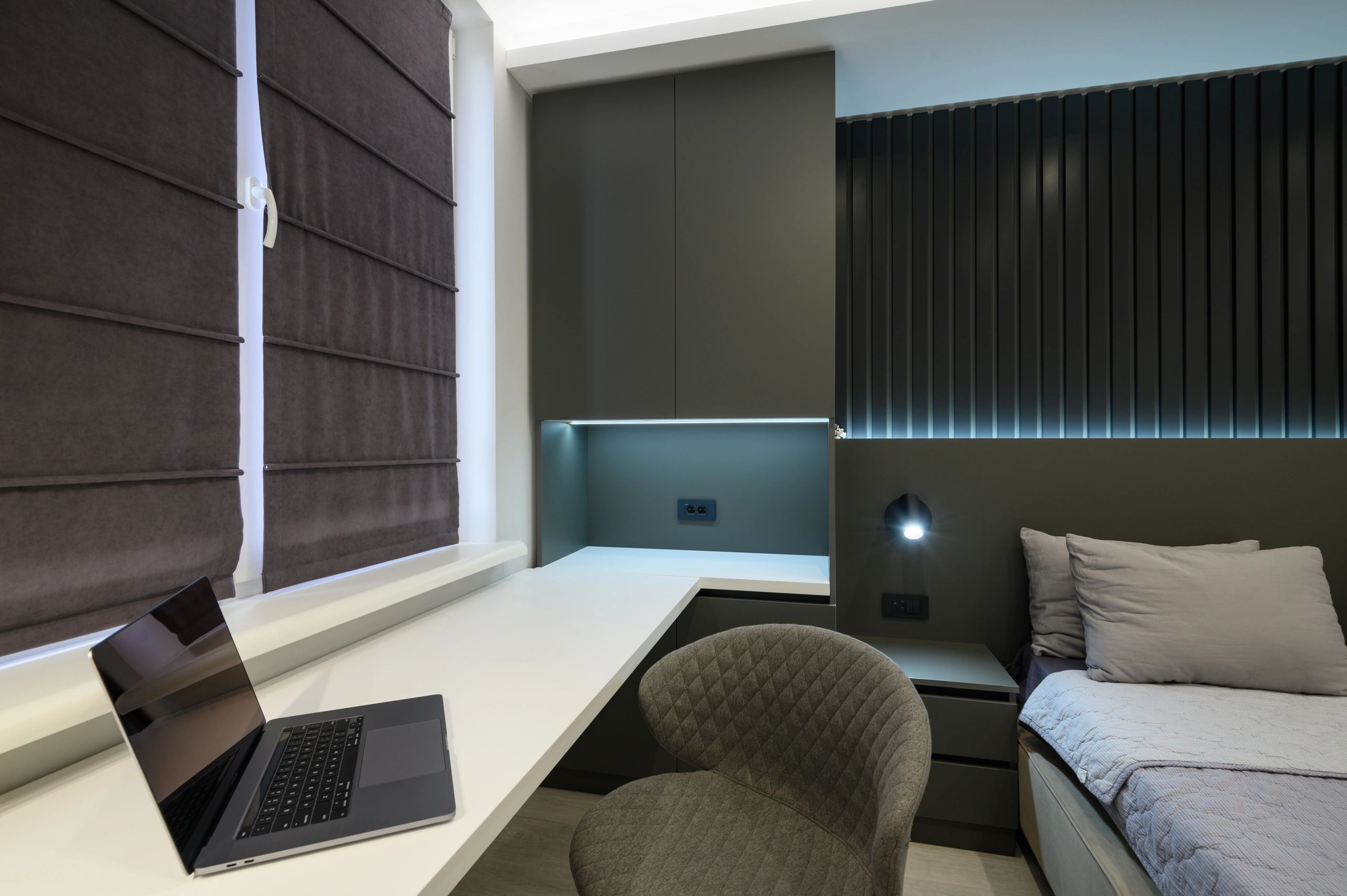 Cozy, organized bedroom with elegant decor