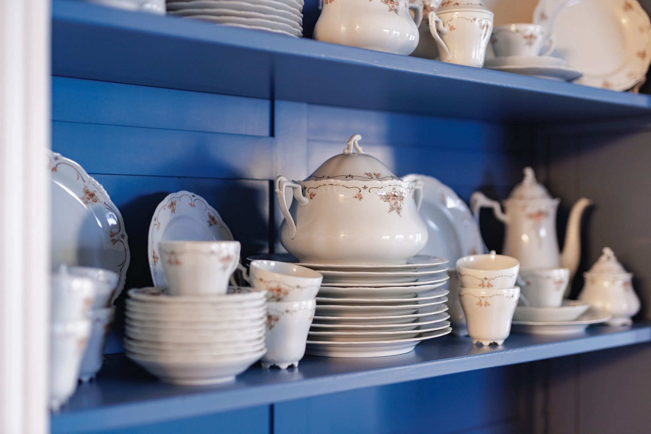 Organized home shelf with styled decor